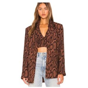 WEWOREWHAT  fitted Shape Long Blazer In Brown Snakeskin size 2 NWT Sold out